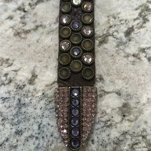 Brown Leather belt with pink & purple crystal studs 35158 Rhinestone Belt Fashion Western Bling Crystal Genuine  main image 2